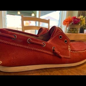 John Varvatos USA Red Suede Schooner Boat Shoes